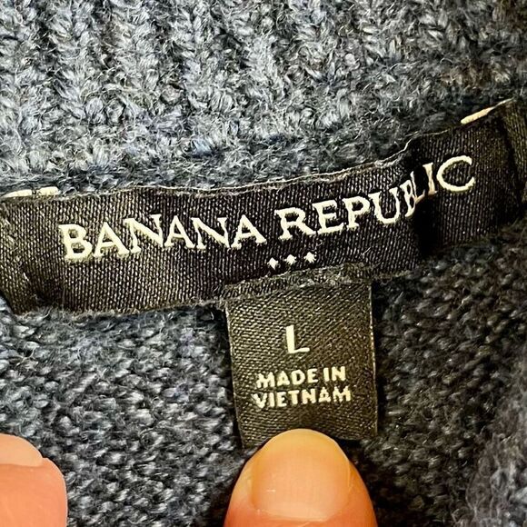 Banana Republic Shawl Collar Blue Sweater Large - Picture 7 of 9